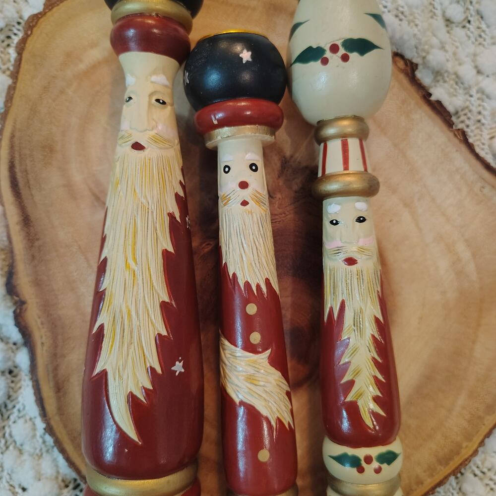 Vintage 3 Santa Candlestick Set 1995 House of Lloyd Christmas Around the World - Picture 2 of 10